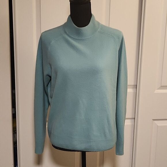 Bluish green zip neck sweater - Picture 1 of 8
